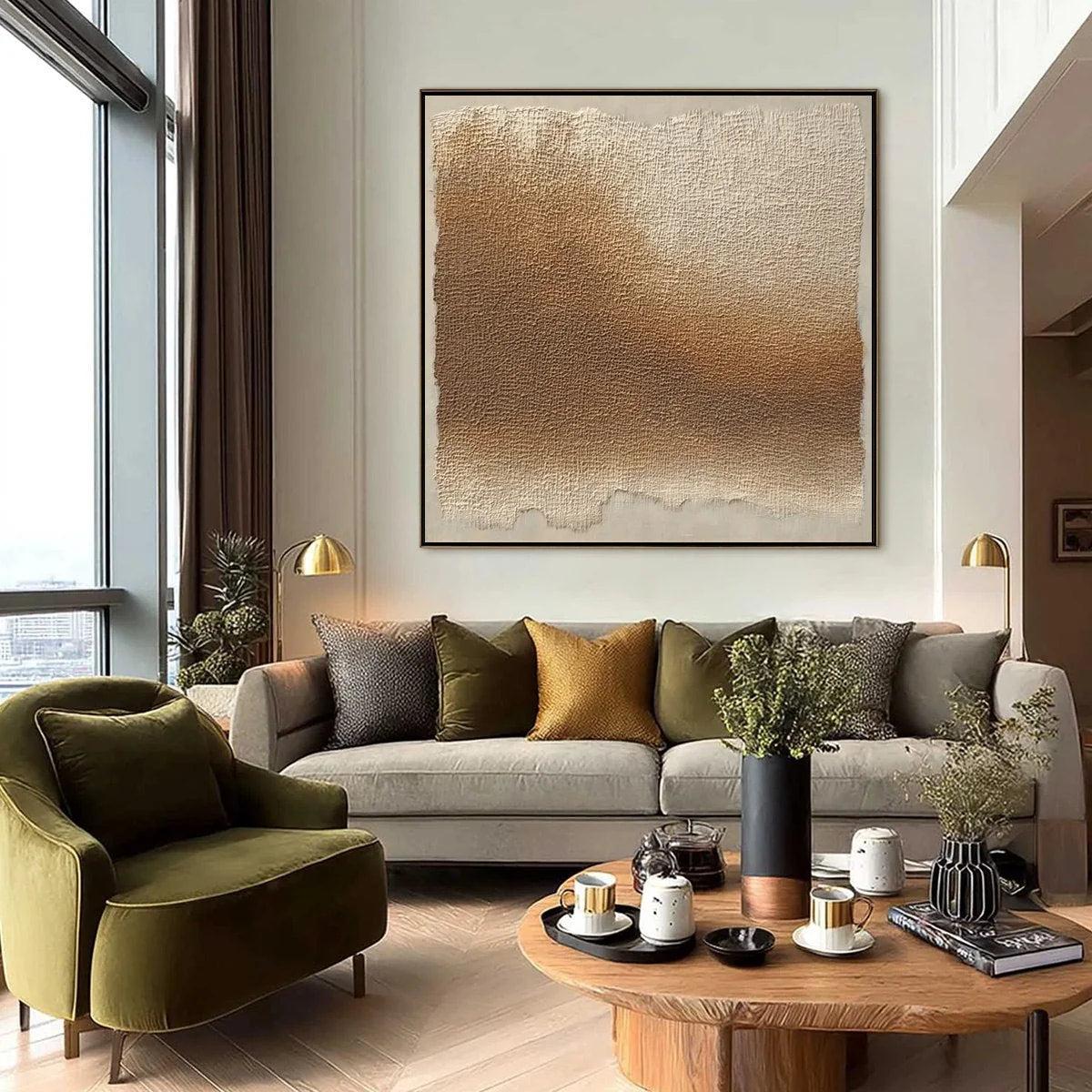 EARTHEN VEIL: Large Textured Wabi Sabi Abstract Painting | Abstract closeup, raised brushwork detail