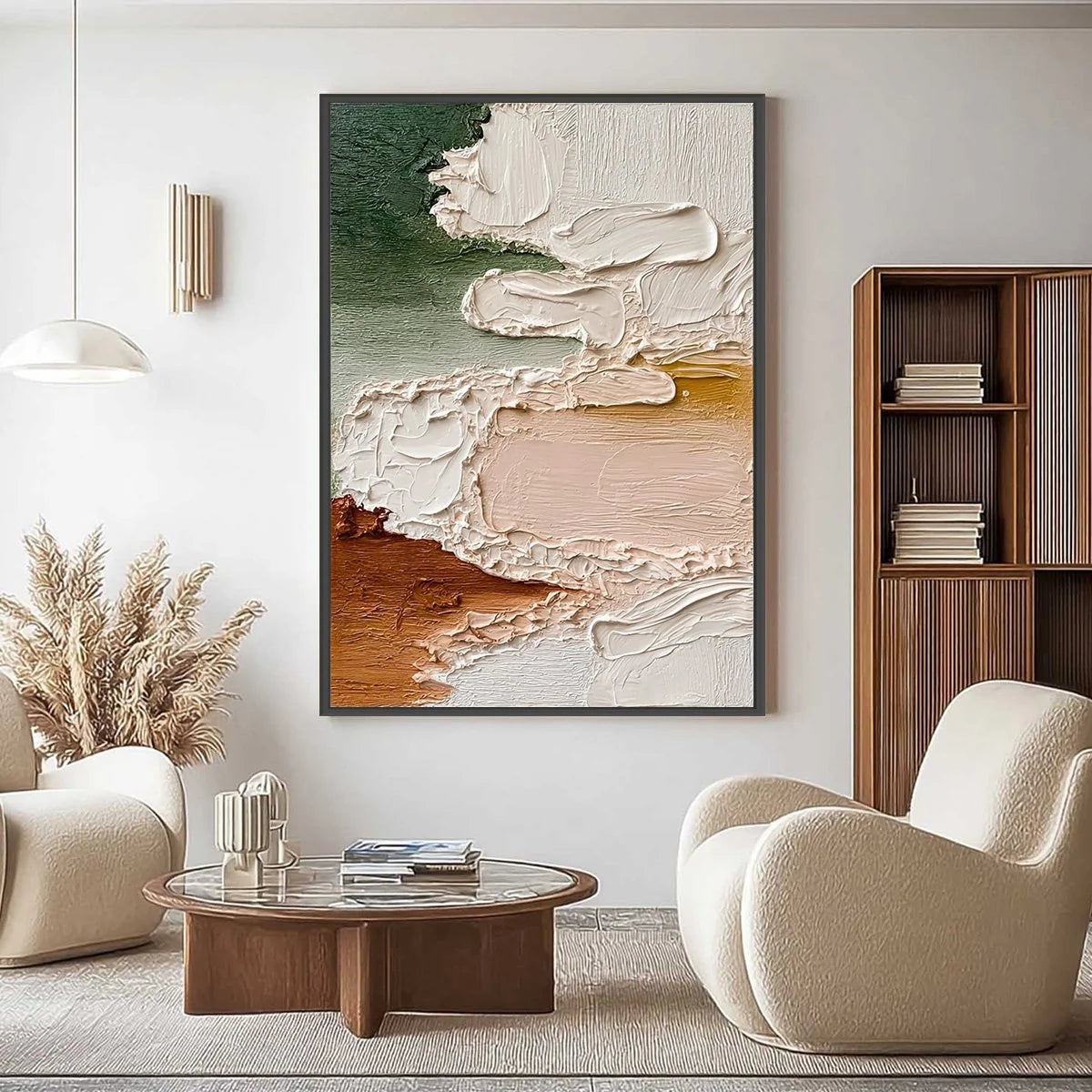 EARTHEN VEIL: Textured Abstract Earth Tone Impasto Wall Art | Abstract closeup, raised brushwork detail