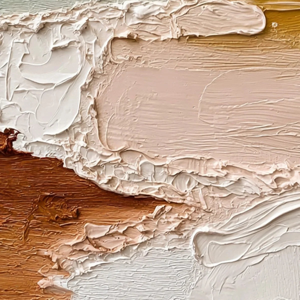 EARTHEN VEIL: Textured Abstract Earth Tone Impasto Wall Art | rectangular format, hand-painted canvas edge