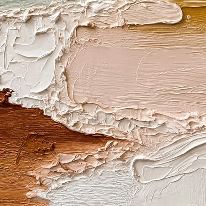 EARTHEN VEIL: Textured Abstract Earth Tone Impasto Wall Art | rectangular format, hand-painted canvas edge