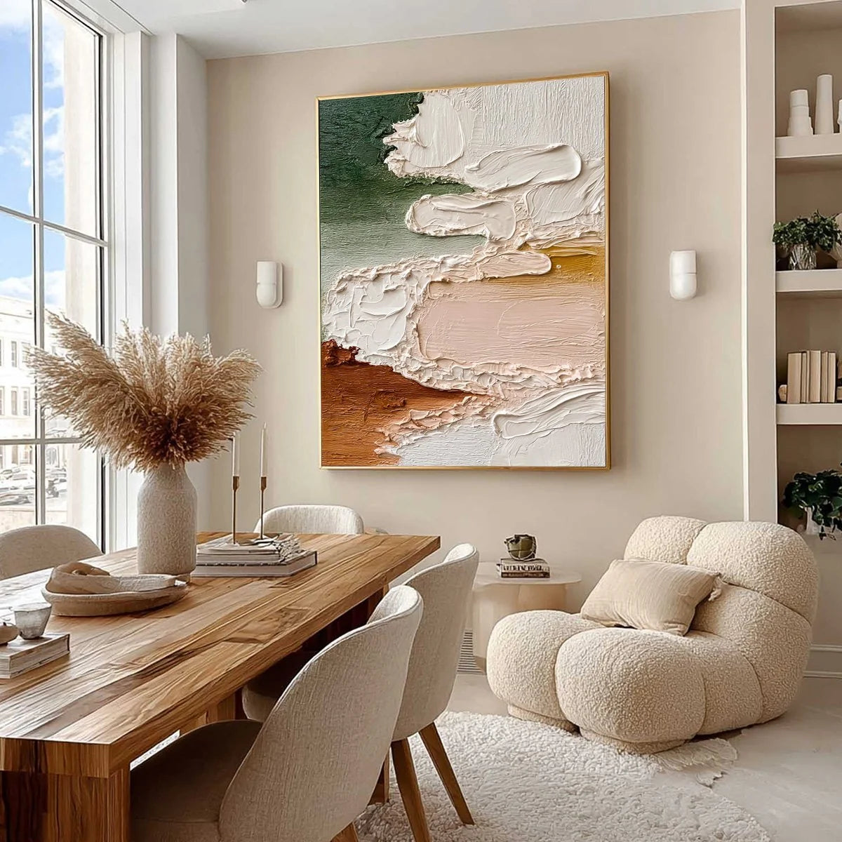 EARTHEN VEIL: Textured Abstract Earth Tone Impasto Wall Art | Abstract mood, soft natural light studio shot