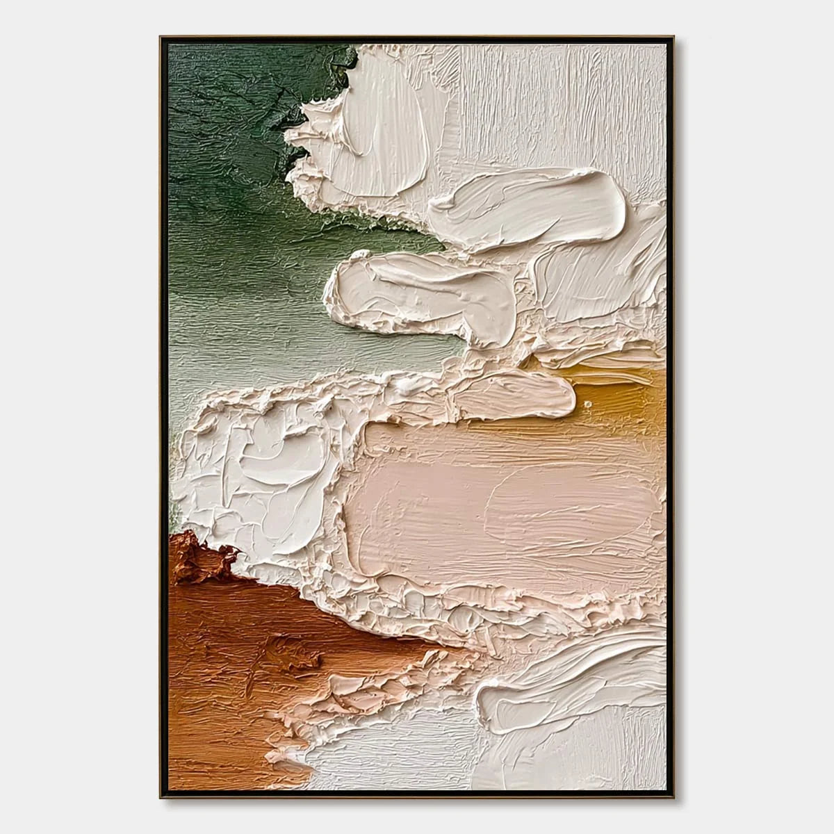 EARTHEN VEIL: Textured Abstract Earth Tone Impasto Wall Art | hanging in EARTHEN VEIL: Textured Abstract Earth Tone Impasto Wall Art featuring layered textured brushwork in refined tones; abstract ...