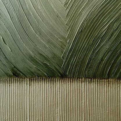 EARTHEN WEAVE: Textured Green and Beige Wabi Sabi Abstract Painting | rolled canvas, ready for custom framing