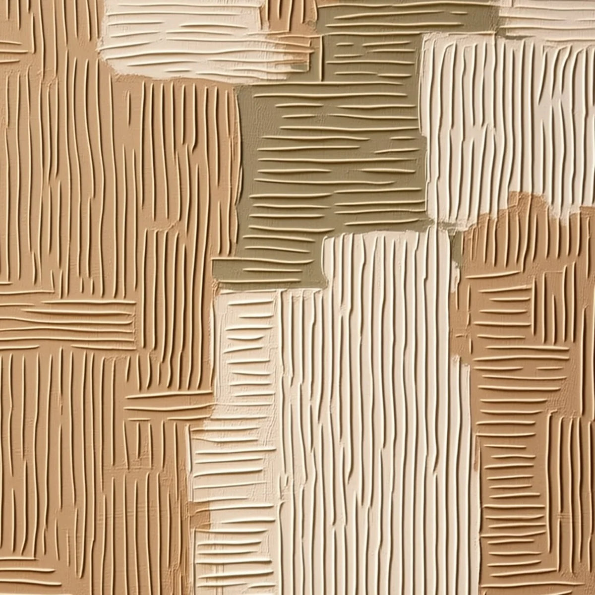 EARTHEN WEAVE: Textured Wabi Sabi Abstract Painting in Neutral Tones | rectangular format, hand-painted canvas edge