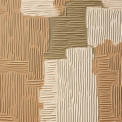EARTHEN WEAVE: Textured Wabi Sabi Abstract Painting in Neutral Tones | rectangular format, hand-painted canvas edge
