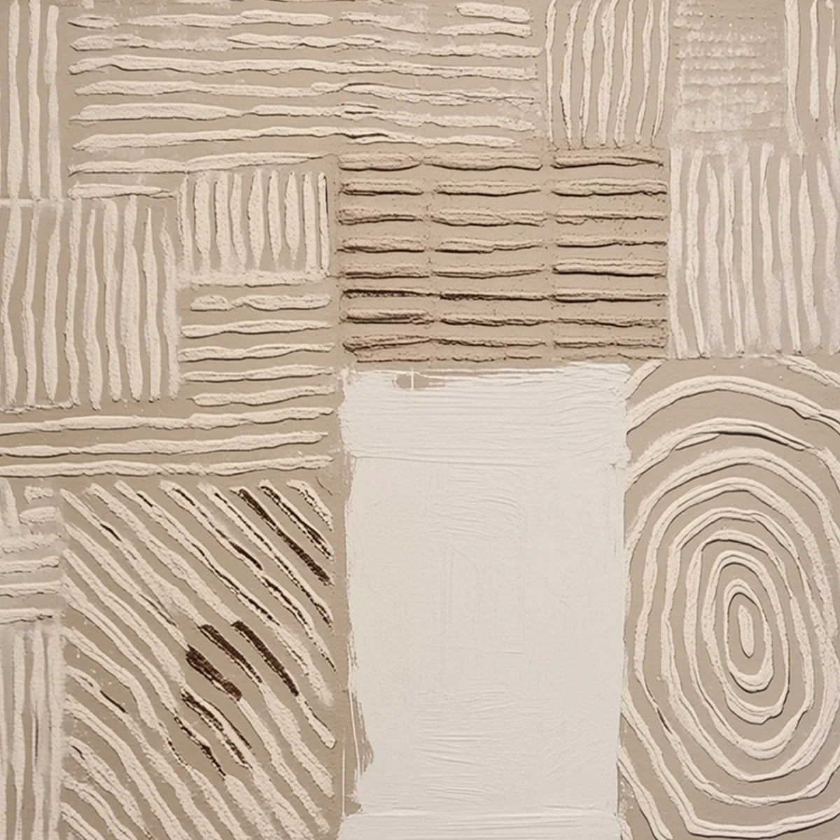 EARTHEN WEAVE: Textured Wabi Sabi Abstract Painting in Neutral Tones | rectangular format, hand-painted canvas edge