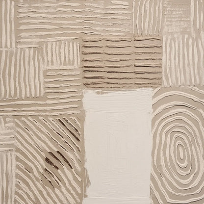 EARTHEN WEAVE: Textured Wabi Sabi Abstract Painting in Neutral Tones | rectangular format, hand-painted canvas edge