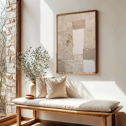 EARTHEN WEAVE: Textured Wabi Sabi Abstract Painting in Neutral Tones | beige palette, original Hand-painted on premium stretched canvas using artist-grade oils; rich layered surface combines smooth...