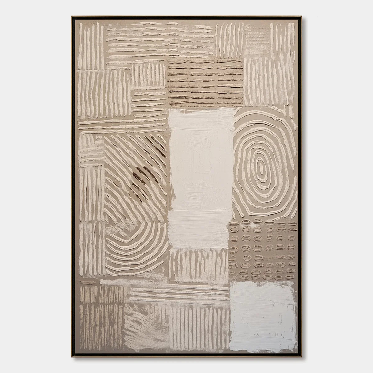 EARTHEN WEAVE: Textured Wabi Sabi Abstract Painting in Neutral Tones | hanging in EARTHEN WEAVE: Textured Wabi Sabi Abstract Painting in Neutral Tones featuring layered textured brushwork in refine...