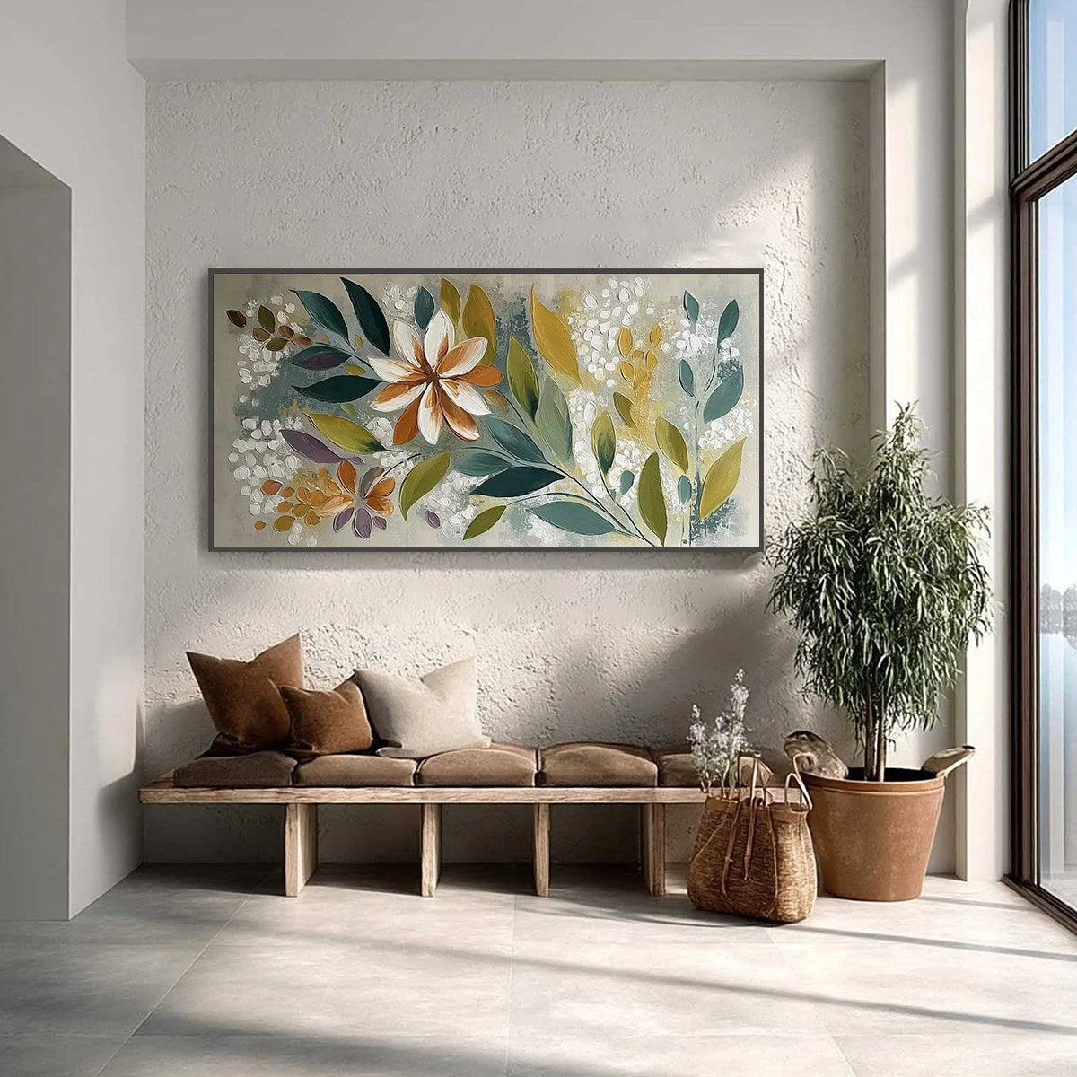 EARTHLY BLOOM: Textured Abstract Floral Impasto Painting | Abstract closeup, raised brushwork detail