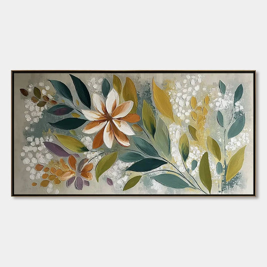 EARTHLY BLOOM: Textured Abstract Floral Impasto Painting | hanging in EARTHLY BLOOM: Textured Abstract Floral Impasto Painting featuring layered textured brushwork in refined tones; abstract compos...