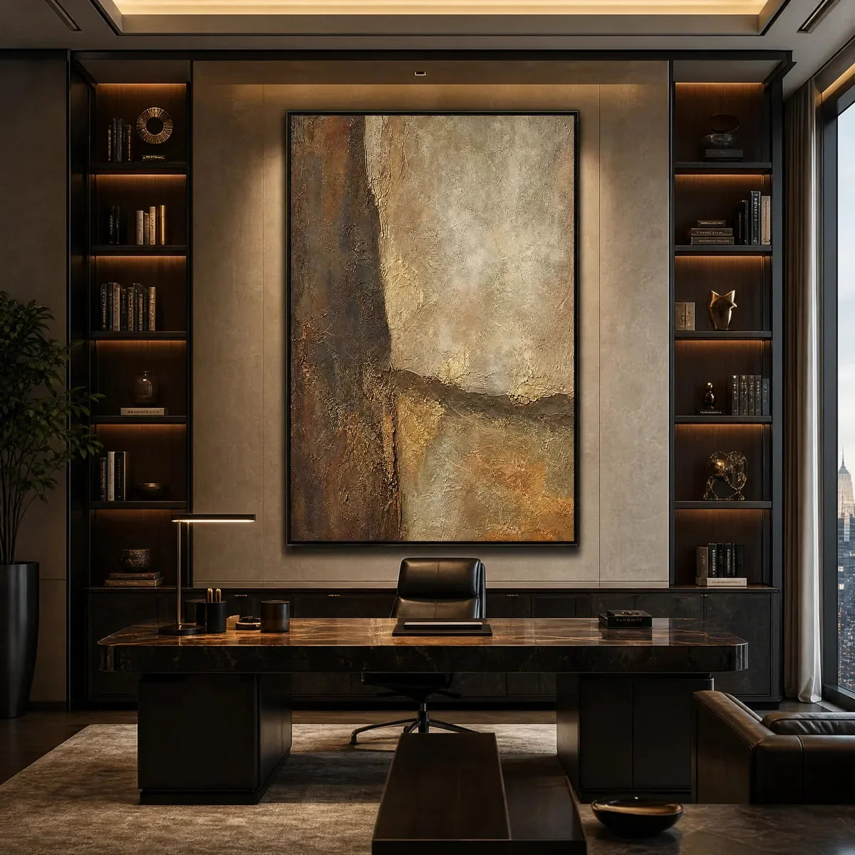 EARTH'S EMBRACE: Large Textured Earth Tone Abstract Wall Art | Abstract closeup, raised brushwork detail