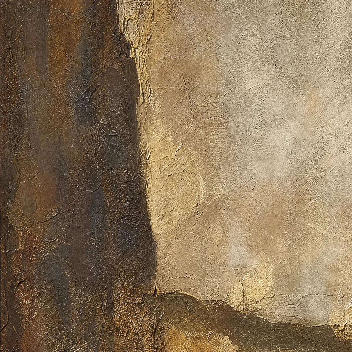 EARTH'S EMBRACE: Large Textured Earth Tone Abstract Wall Art | rectangular format, hand-painted canvas edge