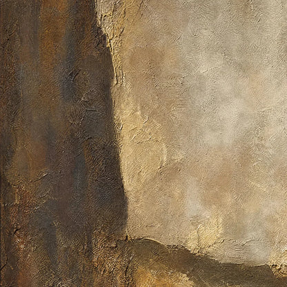 EARTH'S EMBRACE: Large Textured Earth Tone Abstract Wall Art | rectangular format, hand-painted canvas edge