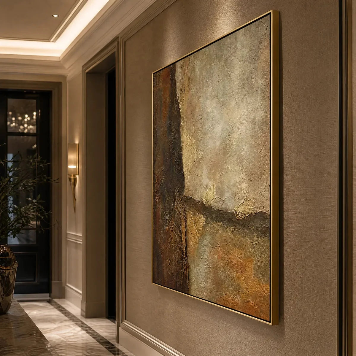 EARTH'S EMBRACE: Large Textured Earth Tone Abstract Wall Art | rolled canvas, ready for custom framing