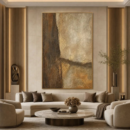 EARTH'S EMBRACE: Large Textured Earth Tone Abstract Wall Art | Abstract mood, soft natural light studio shot