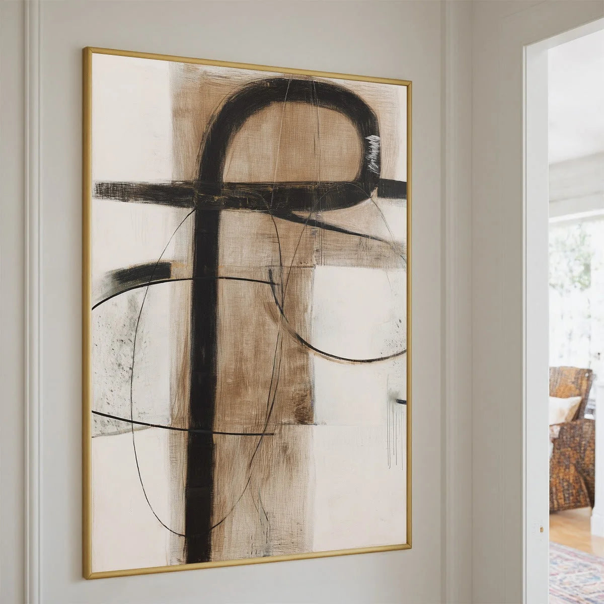 EARTHY ABSTRACT: Minimalist Abstract Oil Painting in Browns | rolled canvas, ready for custom framing