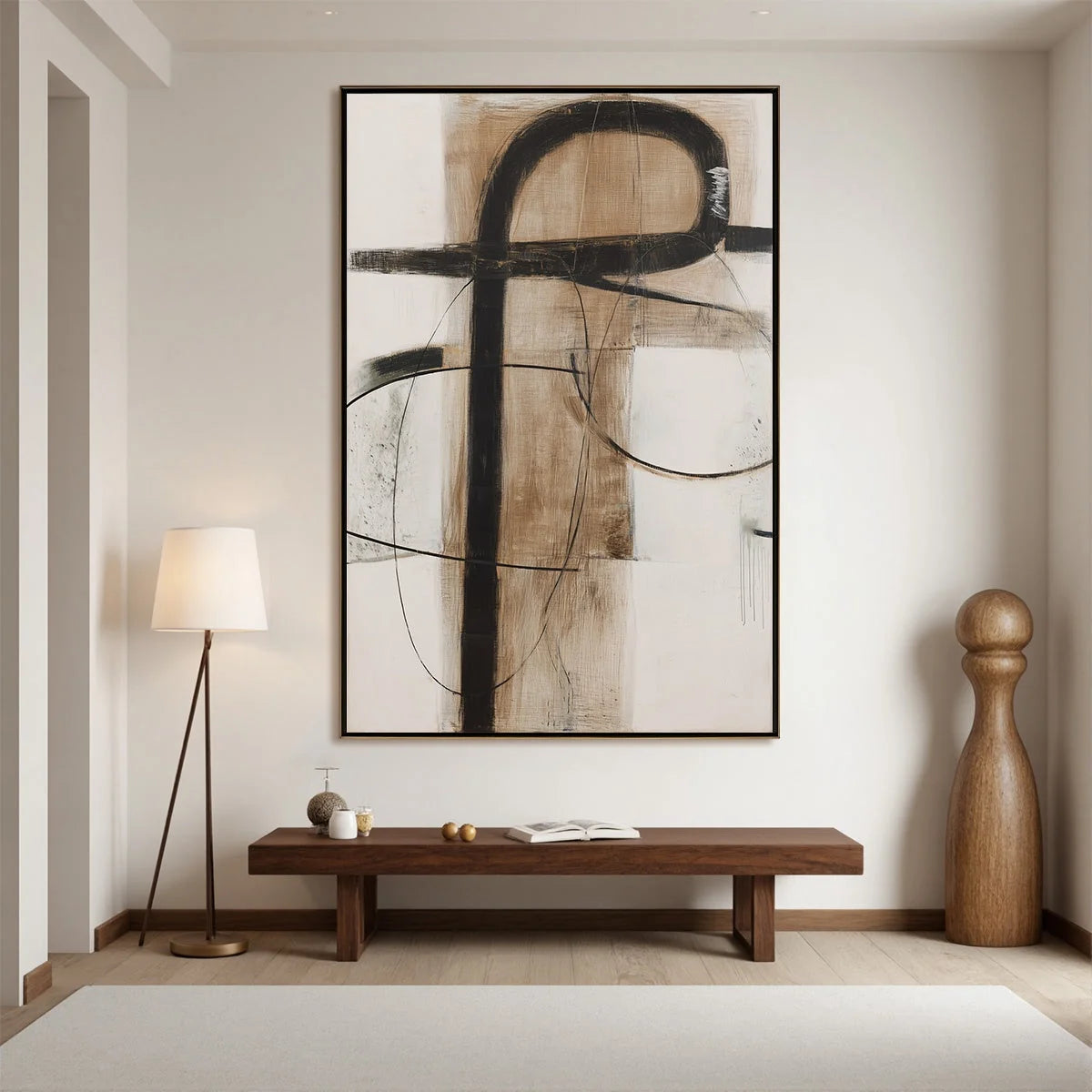EARTHY ABSTRACT: Minimalist Abstract Oil Painting in Browns | Minimalist mood, soft natural light studio shot