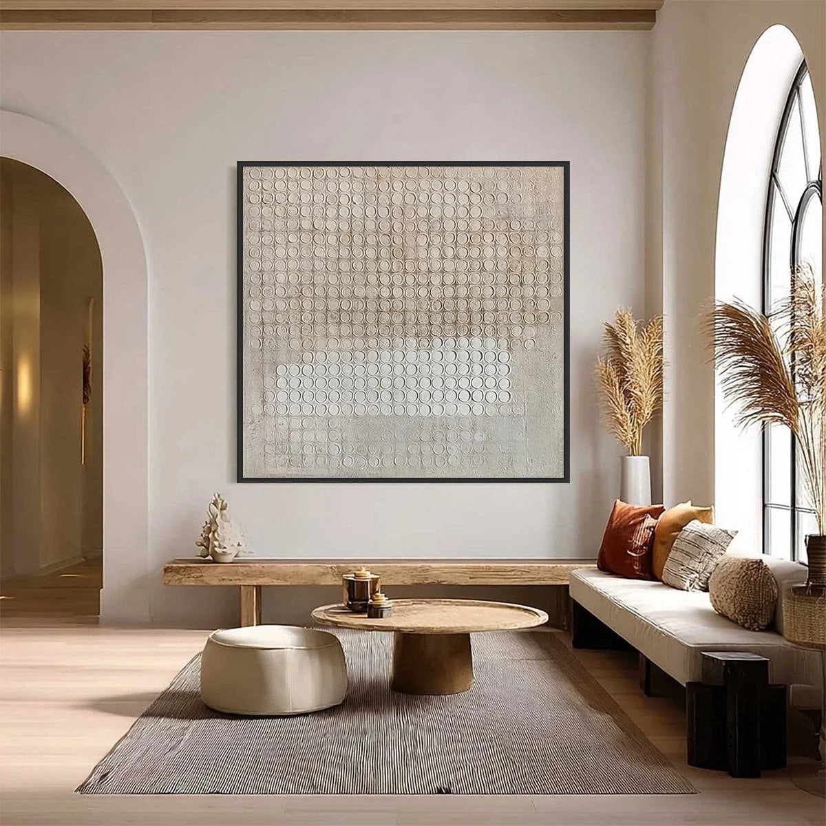 ECHOES IN SILENCE: Large Wabi Sabi Textured Minimalist Abstract Painting | Minimalist closeup, raised brushwork detail