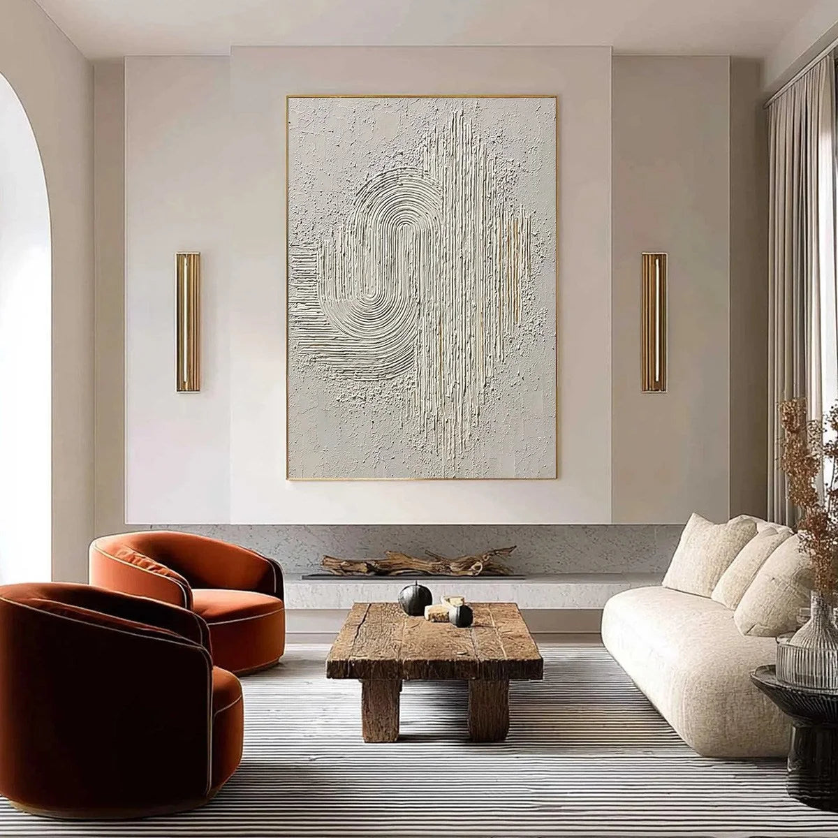 Echoes in Silence: Textured White Abstract Wabi Sabi Wall Art | Abstract closeup, raised brushwork detail
