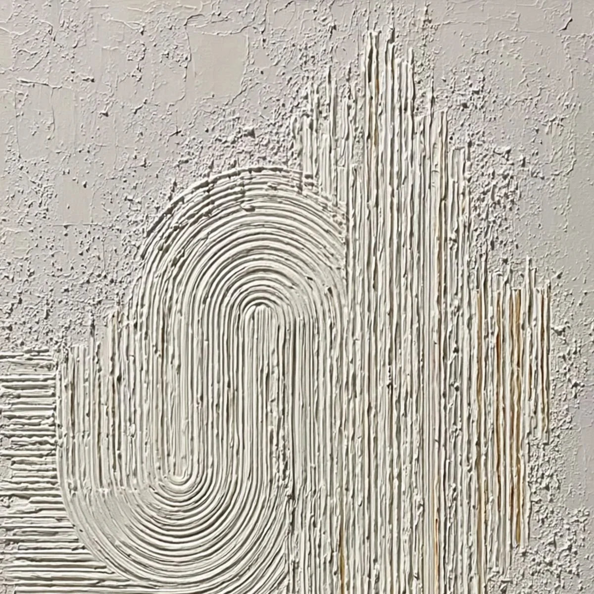Echoes in Silence: Textured White Abstract Wabi Sabi Wall Art | rectangular format, hand-painted canvas edge