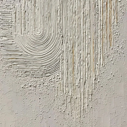 Echoes in Silence: Textured White Abstract Wabi Sabi Wall Art | rolled canvas, ready for custom framing
