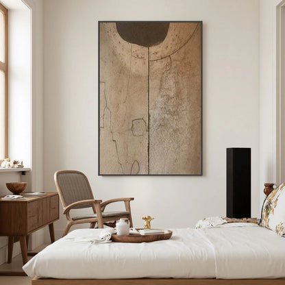 ECHOES OF EARTH: Textured Wabi Sabi Abstract Art for Modern Spaces | Abstract closeup, raised brushwork detail
