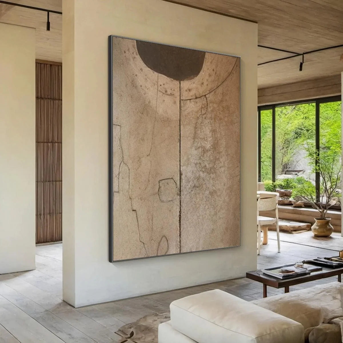 ECHOES OF EARTH: Textured Wabi Sabi Abstract Art for Modern Spaces | Abstract mood, soft natural light studio shot