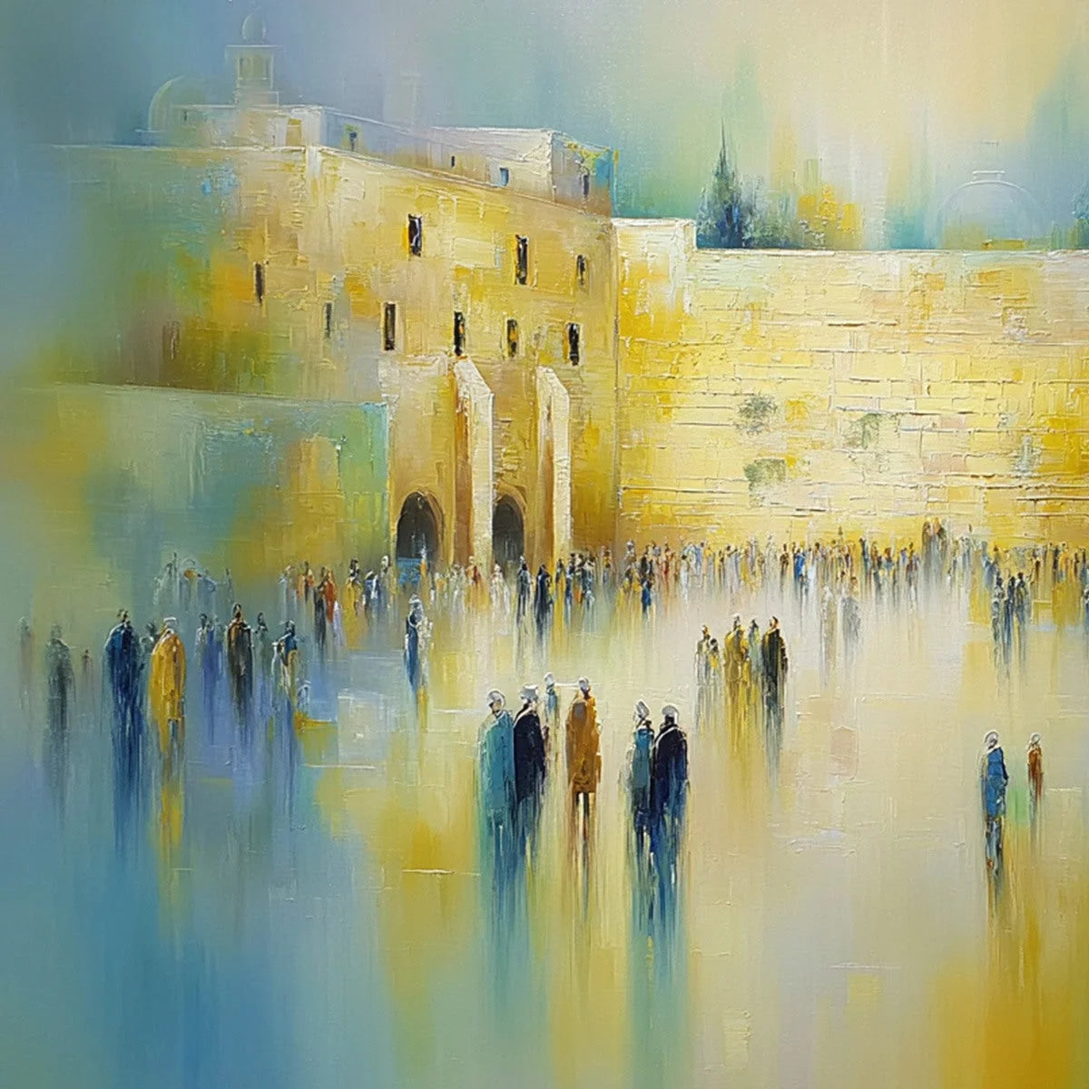 ECHOES OF ETERNITY: Abstract Figurative Cityscape Oil Painting | rolled canvas, ready for custom framing