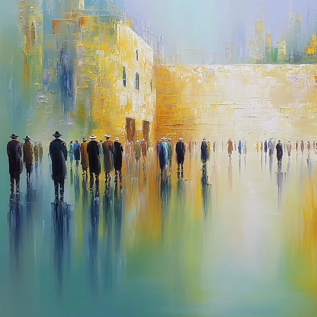 ECHOES OF ETERNITY: Large Figurative Cityscape Oil Painting of a Historic Wall | rolled canvas, ready for custom framing