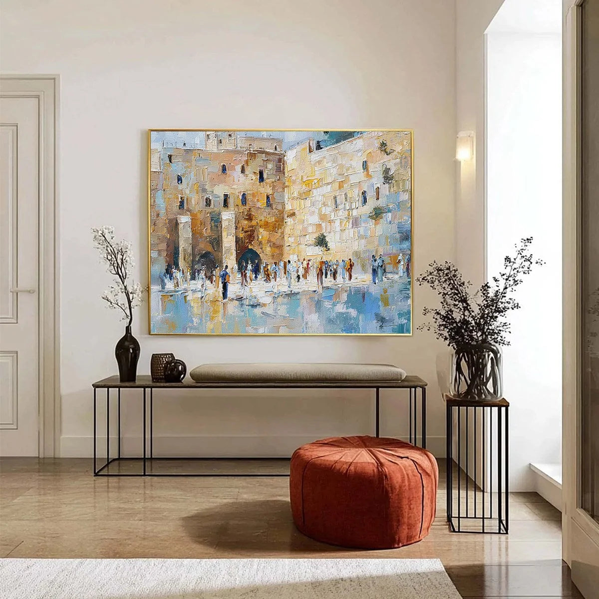 ECHOES OF ETERNITY: Textured Impasto Painting of a Historic Cityscape | Abstract closeup, raised brushwork detail