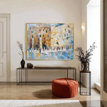 ECHOES OF ETERNITY: Textured Impasto Painting of a Historic Cityscape | Abstract closeup, raised brushwork detail