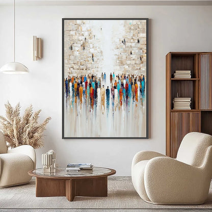 ECHOES OF FAITH: Textured Abstract Painting of a Spiritual Gathering | Abstract closeup, raised brushwork detail