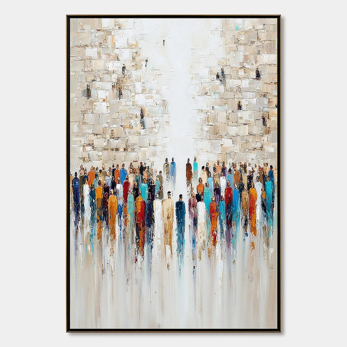 ECHOES OF FAITH: Textured Abstract Painting of a Spiritual Gathering | hanging in ECHOES OF FAITH: Textured Abstract Painting of a Spiritual Gathering featuring layered textured brushwork in refine...