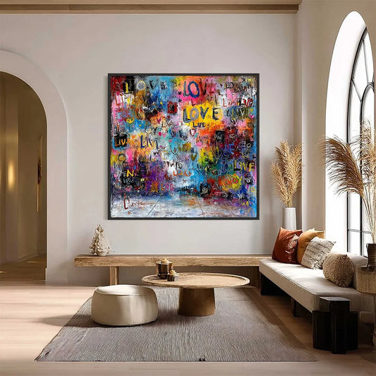 ECHOES OF LOVE: Vibrant Textured Abstract Graffiti Art Painting