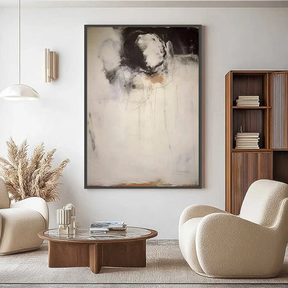 ECHOES OF SILENCE: Large Vertical Wabi Sabi Abstract Painting | Abstract closeup, raised brushwork detail