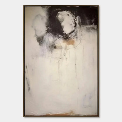 ECHOES OF SILENCE: Large Vertical Wabi Sabi Abstract Painting | hanging in ECHOES OF SILENCE: Large Vertical Wabi Sabi Abstract Painting featuring layered textured brushwork in refined tones; abstr...