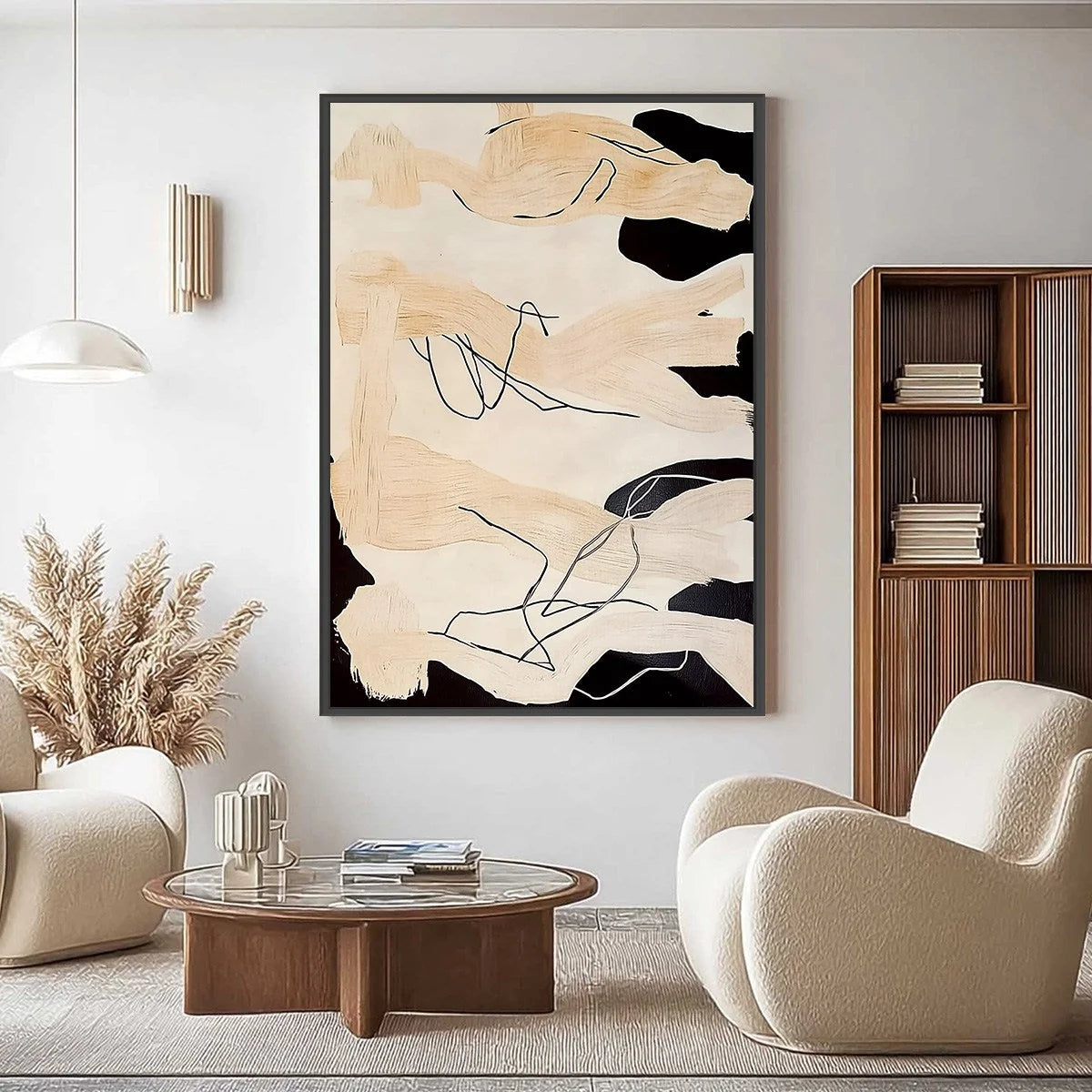 ECHOES OF SILENCE: Vertical Wabi Sabi Abstract Painting in Neutral Tones | Abstract closeup, raised brushwork detail