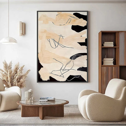 ECHOES OF SILENCE: Vertical Wabi Sabi Abstract Painting in Neutral Tones | Abstract closeup, raised brushwork detail