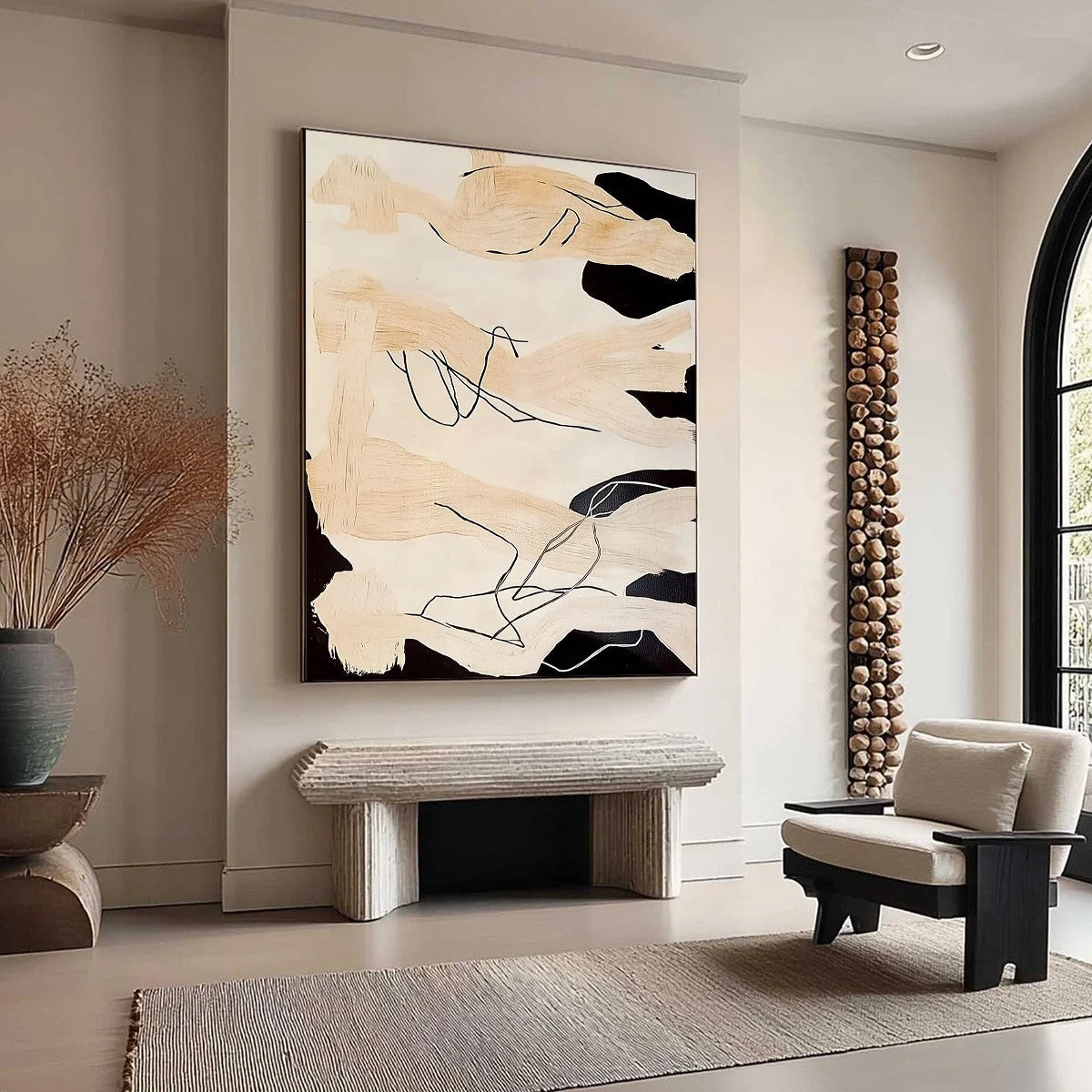ECHOES OF SILENCE: Vertical Wabi Sabi Abstract Painting in Neutral Tones | beige palette, original Hand-painted on premium stretched canvas using artist-grade oils; rich layered surface combines sm...