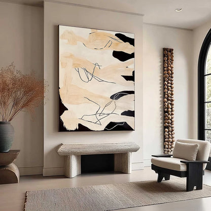 ECHOES OF SILENCE: Vertical Wabi Sabi Abstract Painting in Neutral Tones | beige palette, original Hand-painted on premium stretched canvas using artist-grade oils; rich layered surface combines sm...