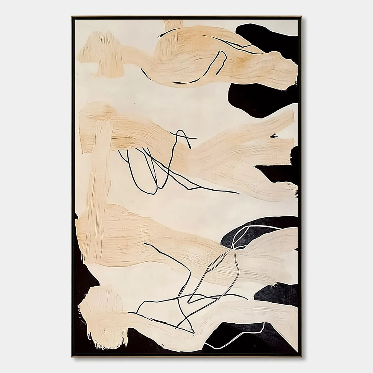 ECHOES OF SILENCE: Vertical Wabi Sabi Abstract Painting in Neutral Tones | hanging in ECHOES OF SILENCE: Vertical Wabi Sabi Abstract Painting in Neutral Tones featuring layered textured brushwork i...