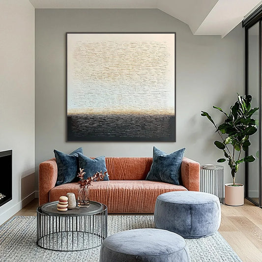 ECHOES OF STILLNESS: Large Square Textured Minimalist Abstract Painting