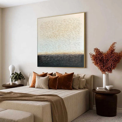 ECHOES OF STILLNESS: Large Square Textured Minimalist Abstract Painting | Minimalist mood, soft natural light studio shot