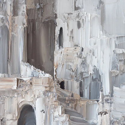 ECHOES OF STONE: Textured Impasto Architectural Painting | rolled canvas, ready for custom framing