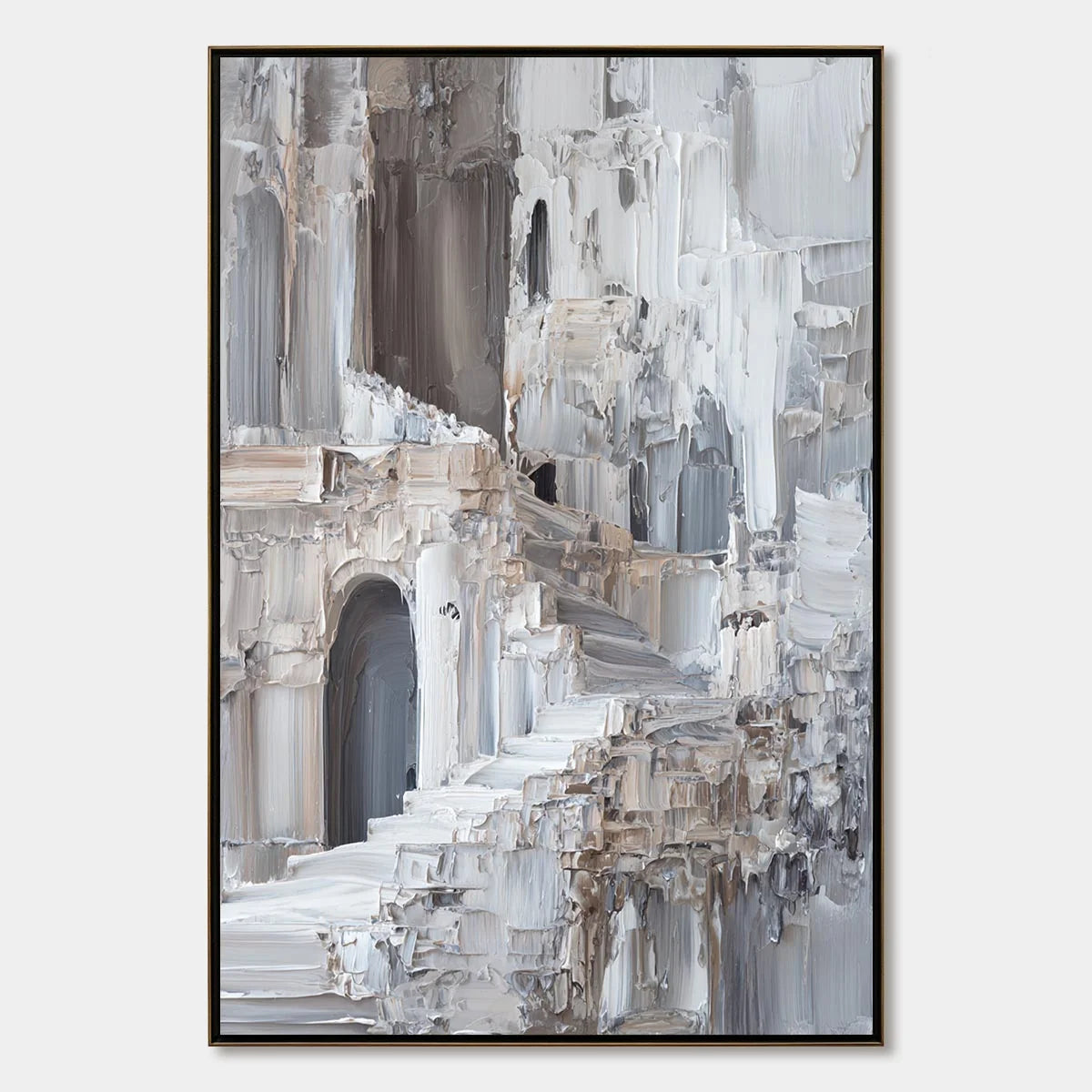 ECHOES OF STONE: Textured Impasto Architectural Painting | hanging in ECHOES OF STONE: Textured Impasto Architectural Painting featuring layered textured brushwork in refined tones; abstract compos...