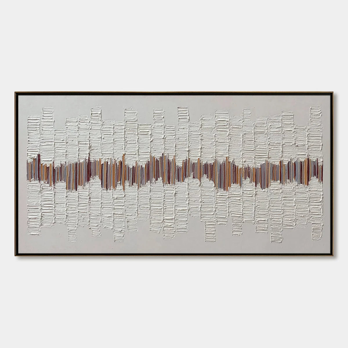 ECHOES IN SILENCE: Large Textured Minimalist Abstract Wall Art | hanging in ECHOES IN SILENCE: Large Textured Minimalist Abstract Wall Art featuring layered textured brushwork in refined tones; min...