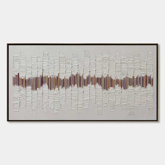 ECHOES IN SILENCE: Large Textured Minimalist Abstract Wall Art | hanging in ECHOES IN SILENCE: Large Textured Minimalist Abstract Wall Art featuring layered textured brushwork in refined tones; min...