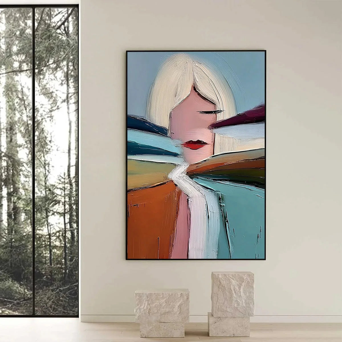 ECLAT: Modern Abstract Portrait Oil Painting with Textured Brushstrokes | Figurative closeup, raised brushwork detail