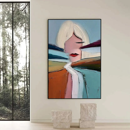 ECLAT: Modern Abstract Portrait Oil Painting with Textured Brushstrokes | Figurative closeup, raised brushwork detail